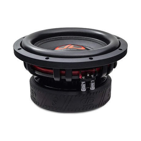 DD Audio VO-W710-D4 - Garsiakalbio jungtys ir raudonos laidų detalės