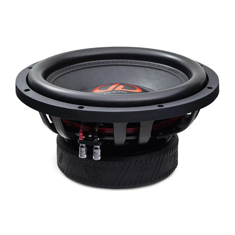 DD Audio VO-W712-D4 - garsiakalbio jungtys ir logotipai ant pagrindo