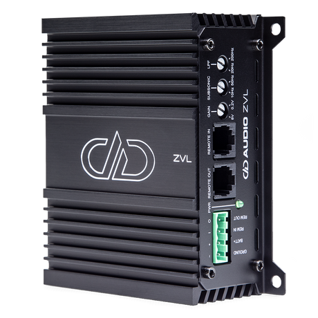 DD Audio ZVL Multi-Amp Sync Module - galinė panelė su jungtimis ir reguliatoriais