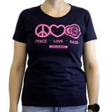 DD Women′s marškinėliai L Navy Love Peace & Bass