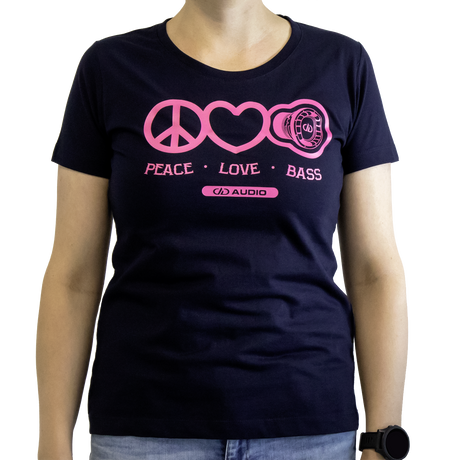 DD Women′s marškinėliai M Navy Love Peace & Bass