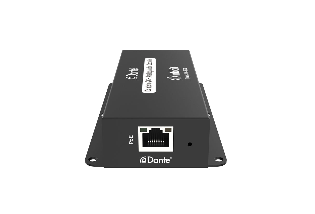 iTrans DP-R-22 Dante 2CH į analoginį garso koduotuvą su PoE ir Phoenix jungtimi
