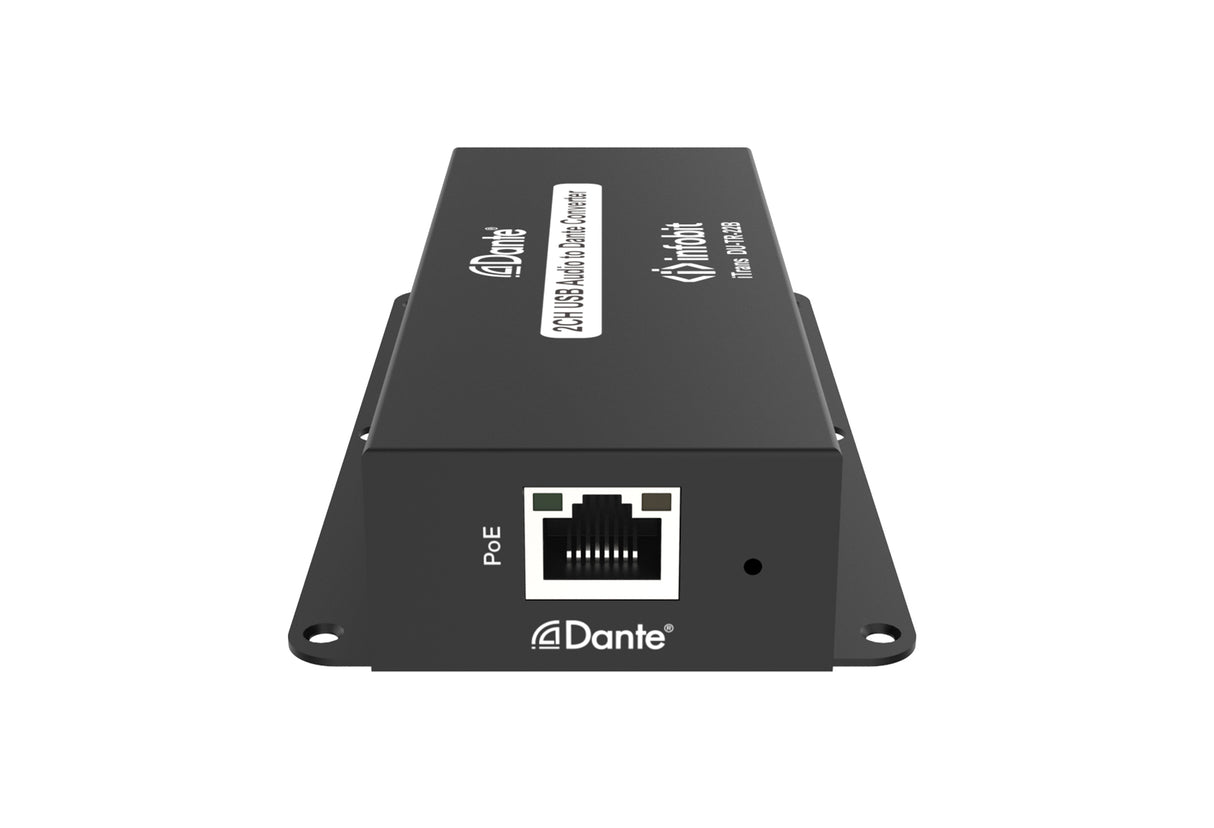 iTrans DU-TR-22B Dante 2CH USB garso kodavimo/dekodavimo įrenginys su PoE, USB B jungtimi
