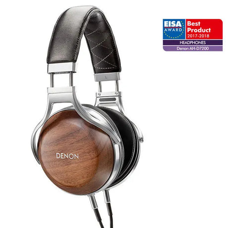 Denon AH-D7200 audiofilinių ausinių ir PMA-60 stiprintuvo komplektas - medinės ausinių korpuso detalės ir apdovanojimo ženklelis