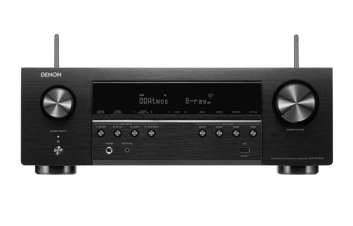 Denon AVR-S760H, AV resyveris- stiprintuvas - priekinė panelė su mygtukais ir ekranu