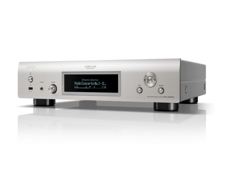 Denon DNP-2000NE, High-res tinklo grotuvas su Ultra AL32, HDMI ARC - Sidabrinis grotuvas su penkiomis juodomis kojelėmis