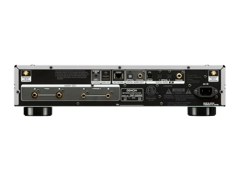 Denon DNP-2000NE, High-res tinklo grotuvas su Ultra AL32, HDMI ARC - Galinė panelė su daugybe jungčių
