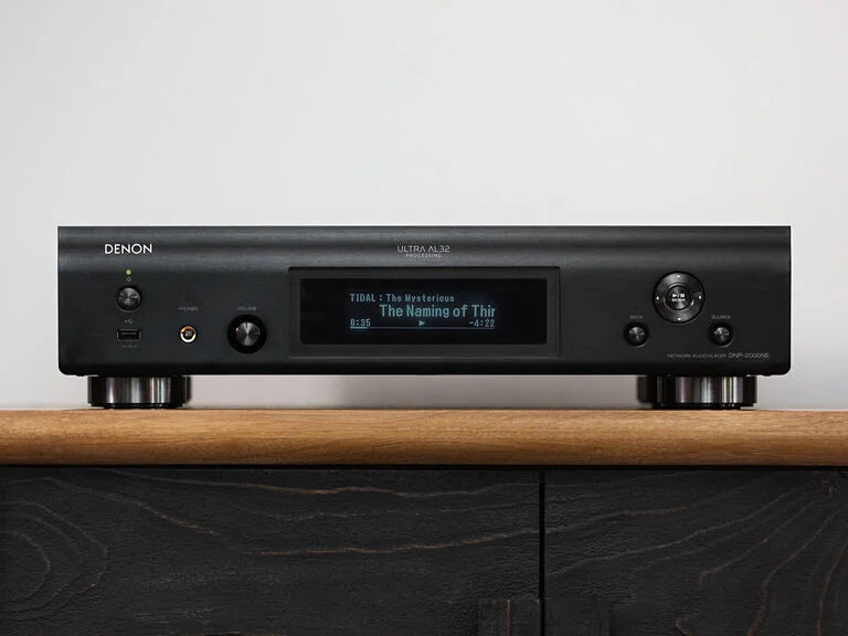 Denon DNP-2000NE, High-res tinklo grotuvas su Ultra AL32, HDMI ARC - priekinė panelė su ekrano informacija