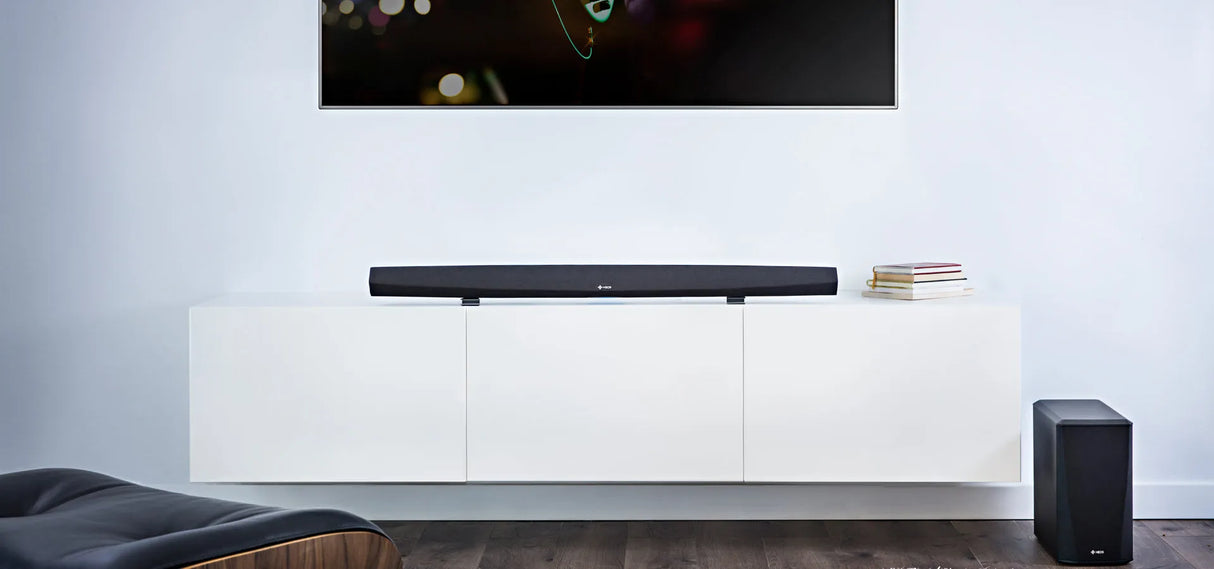 Denon HEOS HOME CINEMA HS2 SoundBaras su bevieliu žemų dažnių garsiakalbiu