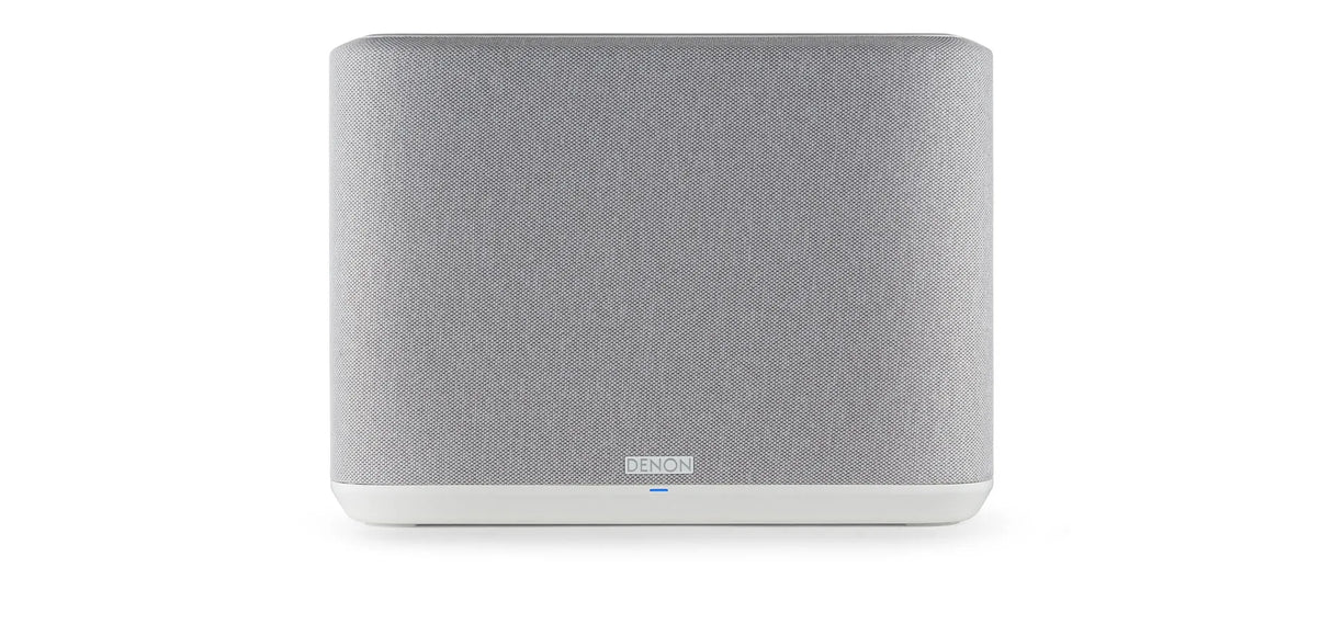 Denon Home 250, belaidė išmani garso kolonėlė, Apple AirPlay, HEOS, Spotify - balta apatinė dalis su logotipu