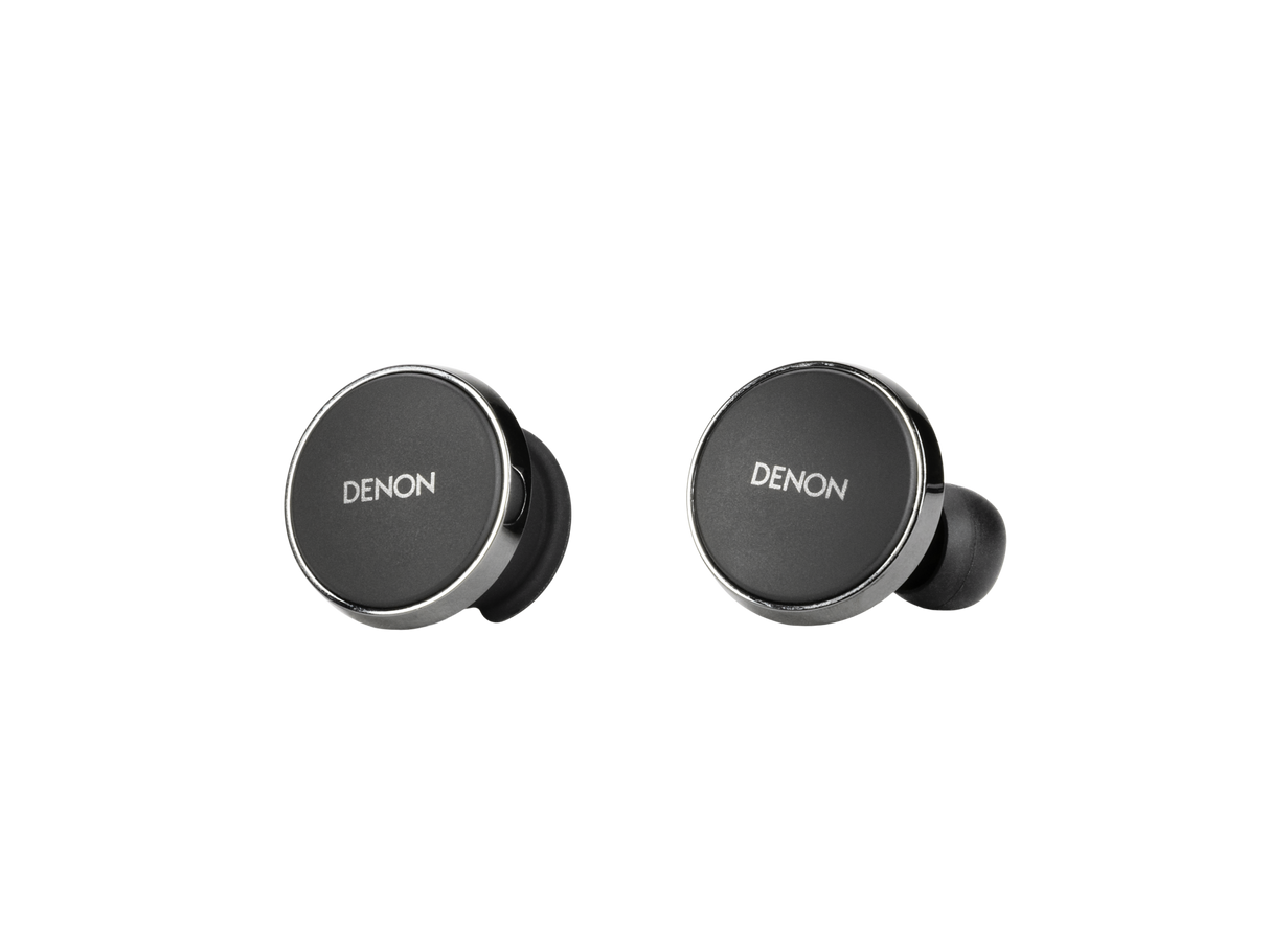 Denon PerL Pro, belaidės ausinės su triukšmo slopinimu ir aptX Lossless - Ausinių šoninis vaizdas su ausies antgaliuku