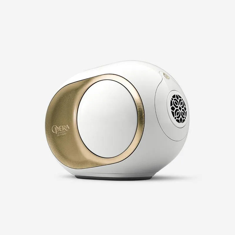Devialet Phantom II 98 dB, kompaktiška belaidė garso kolonėlė - Šoninis vaizdas su aukso spalvos apvadu