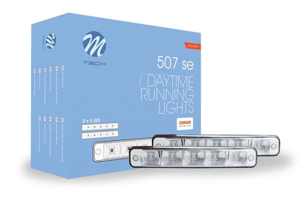 Dienos šviesos žibintai LED LD507SE - du žibintai su LED ir pakuotė