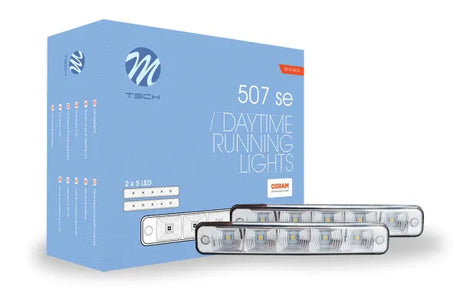 Dienos šviesos žibintai LED LD507SE - du žibintai su LED ir pakuotė