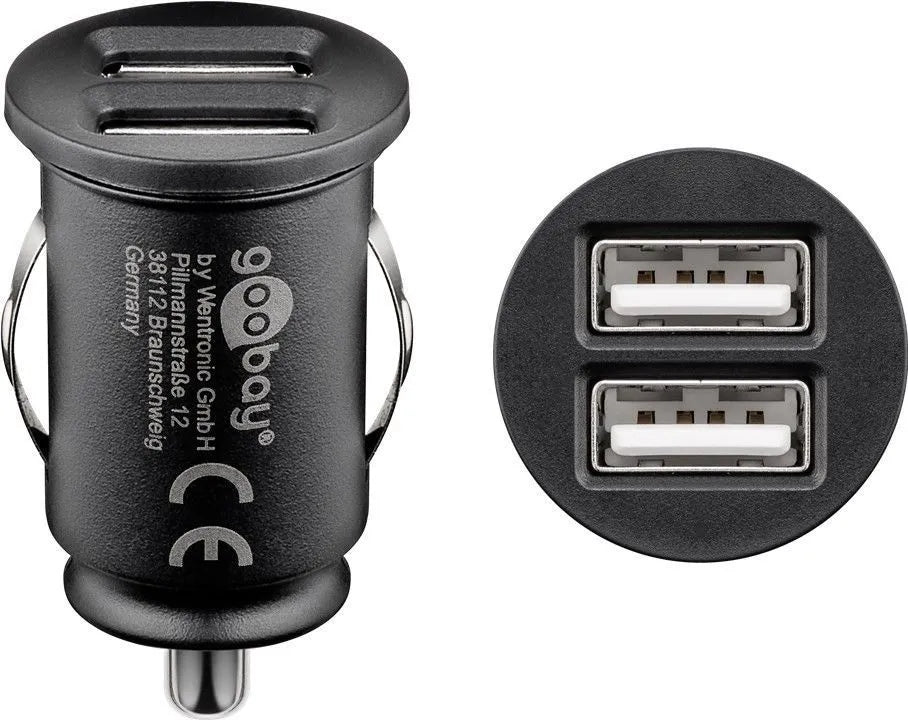 Dvigubas USB įkrovimo adapteris automobiliui Goobay 2.4A