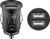 Dvigubas USB įkrovimo adapteris automobiliui Goobay 2.4A