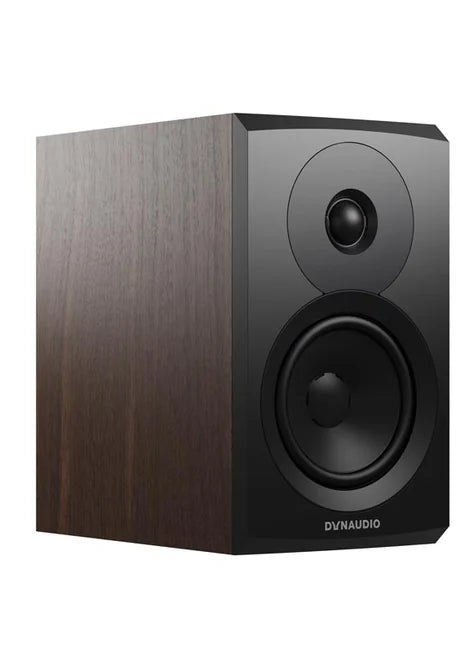 Dynaudio Emit 10, lentyninės garso kolonėlės - juodas logotipas ant priekinės panelės