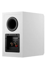 Dynaudio Emit 10, lentyninės garso kolonėlės - Fonas su juodu tviteriu ir jungtimis