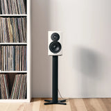 Dynaudio Emit 10, lentyninės garso kolonėlės - garsiakalbis ant stovo su vinilo plokštelių lentyna