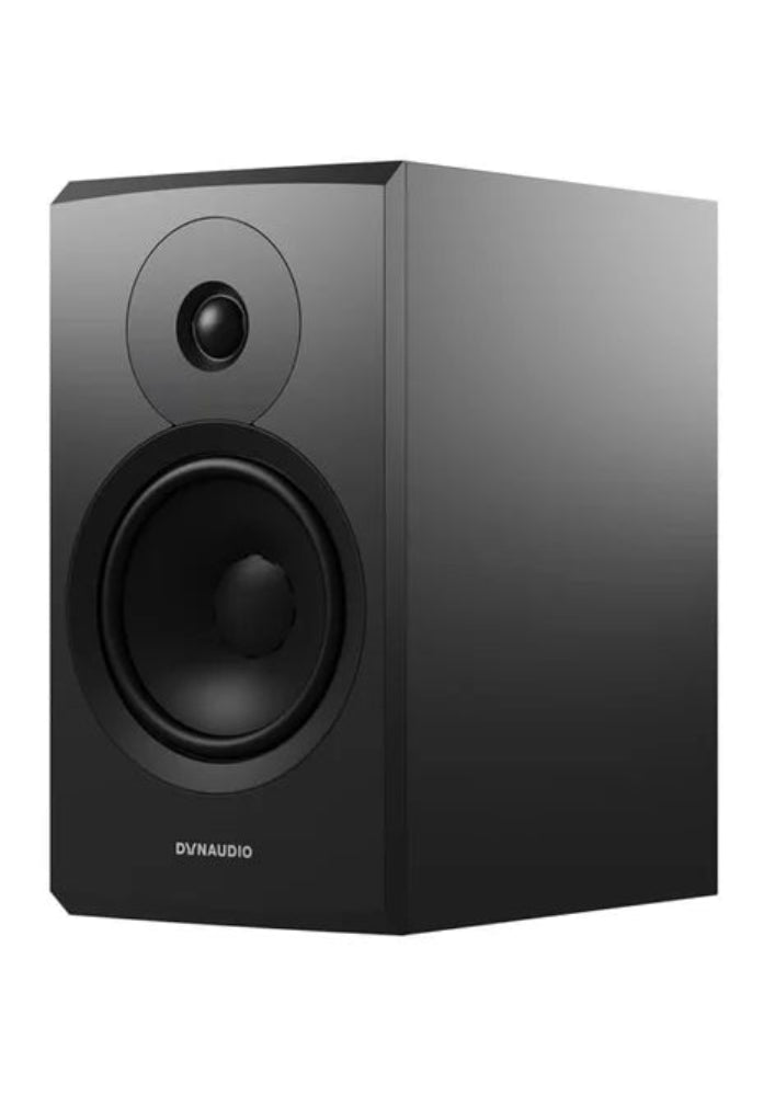 Dynaudio Emit 20, lentyninės garso kolonėlės - Šoninis vaizdas su logotipu apačioje