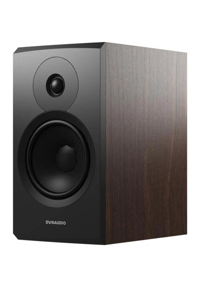 Dynaudio Emit 20, lentyninės garso kolonėlės - Šoninis vaizdas su medžio raštu