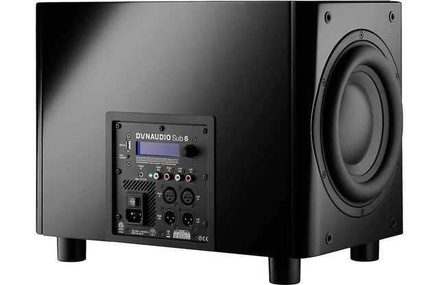 Dynaudio Sub 6, aktyvi DSP žemų dažnių garso kolonėlė (įvairių spalvų) - Juodas maitinimo jungiklis ir ekranėlis