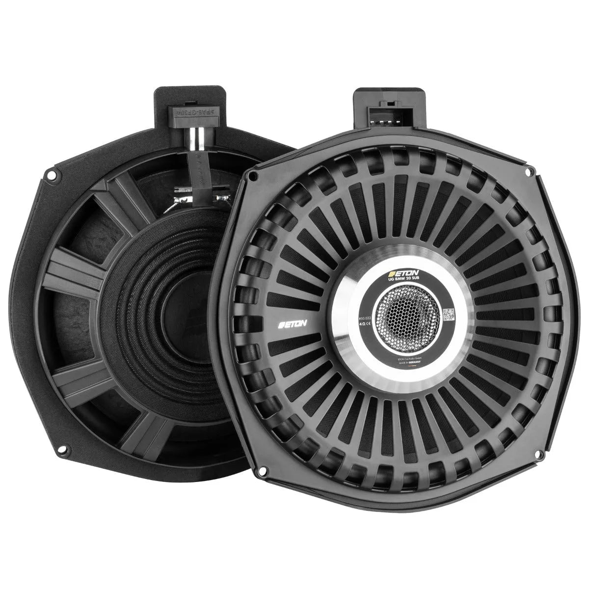 ETON, BMW20SUB, 20cm žemų dažnių garsiakalbis BMW - Garsiakalbio galinė pusė su laidais