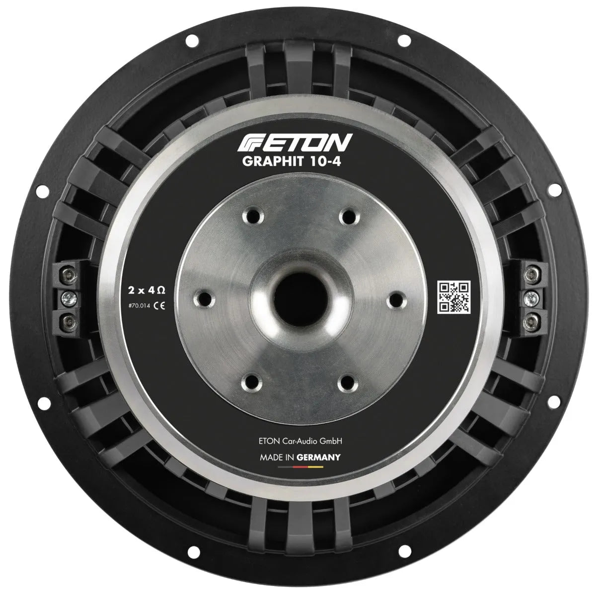 ETON, Graphit 10-4, 25cm, 2x4ohm žemų dažnių garsiakalbis - garsiakalbio jungtys ir QR kodas