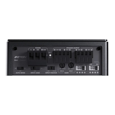 ETON, PA4 garso stiprintuvas, 2x45W + 2x80W - Galinė panelė su jungtimis ir jungikliais
