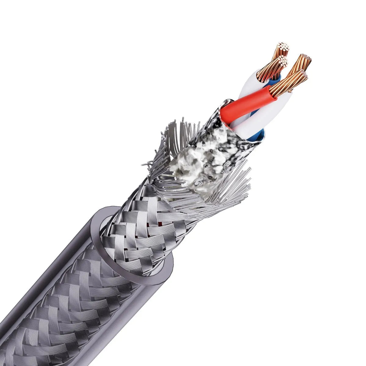 ETON, RCA4U-55, 4-kanalų High End 5.5m ilgio linijinis laidas - pjautinio laido pjūvis su laidininkais