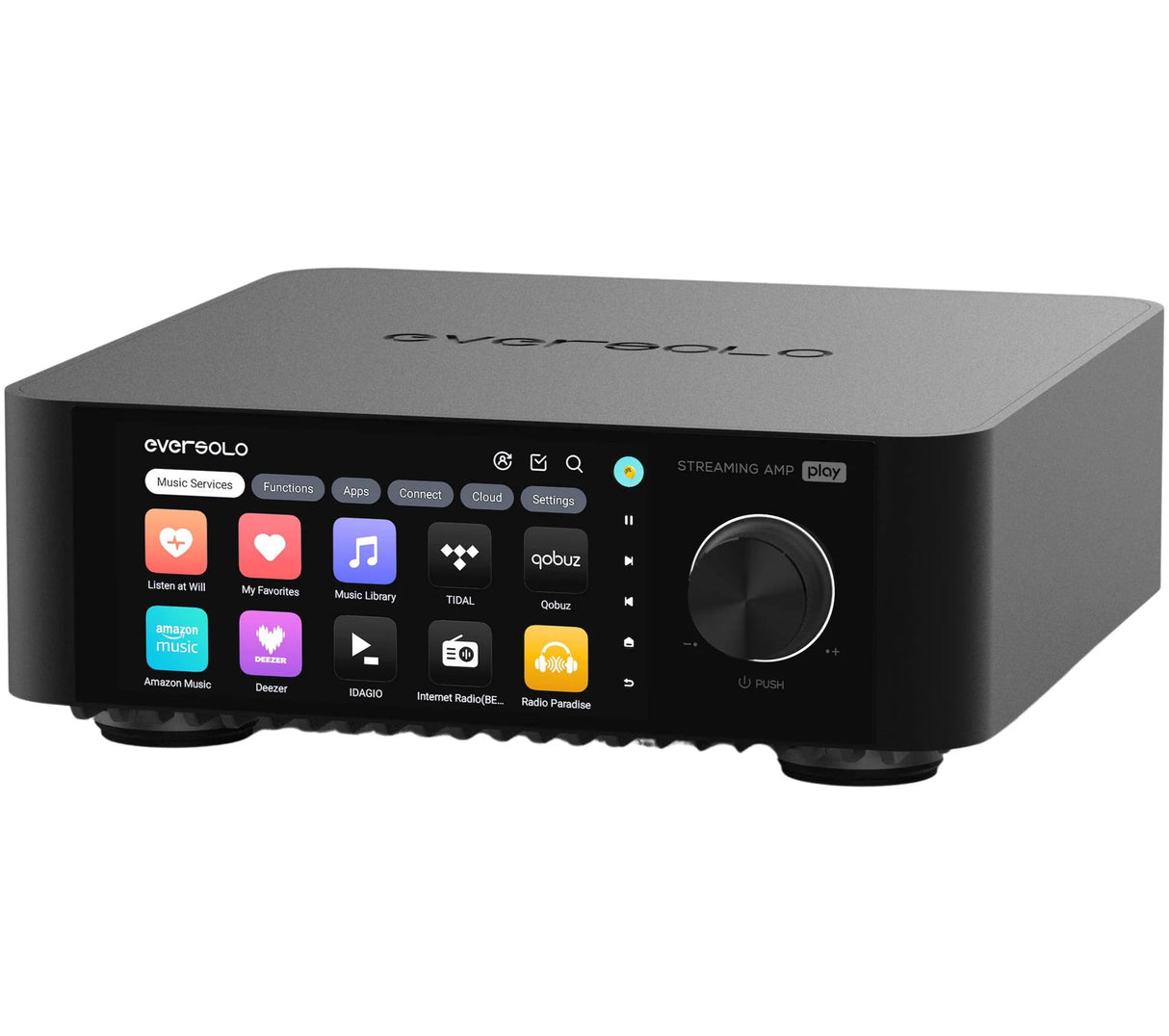 EverSolo Play, viskas viename išmanus stereo stiprintuvas 2x110W, HDMI