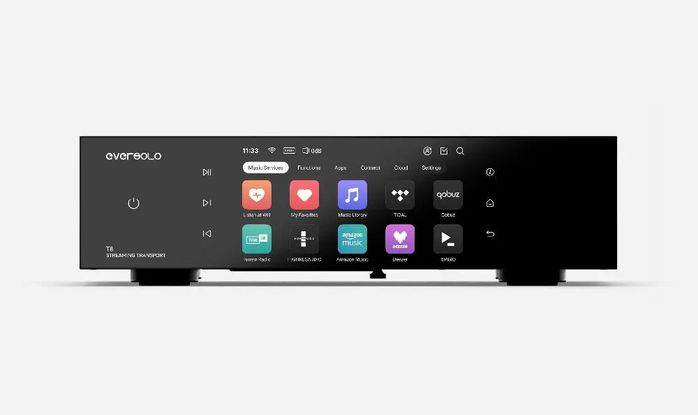 EverSolo T8, Hi-Fi tinklo grotuvas - ekranas su programėlių piktogramomis