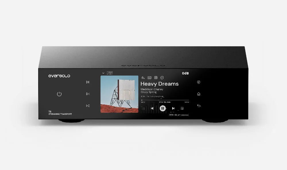 EverSolo T8, Hi-Fi tinklo grotuvas - priekinis ekranas su muzikos informacija