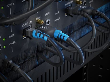FI-U200-030 FlexInstall USB-A į USB-B kabelis, USB 2 480Mbps, 3m - Mėlynos jungtys, 8K logotipas, detalė