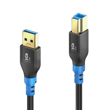FI-U300-020 FlexInstall USB-A į USB-B kabelis, USB 3 5Gbps, 2m - Kabelio jungtys ir kampas skiriasi