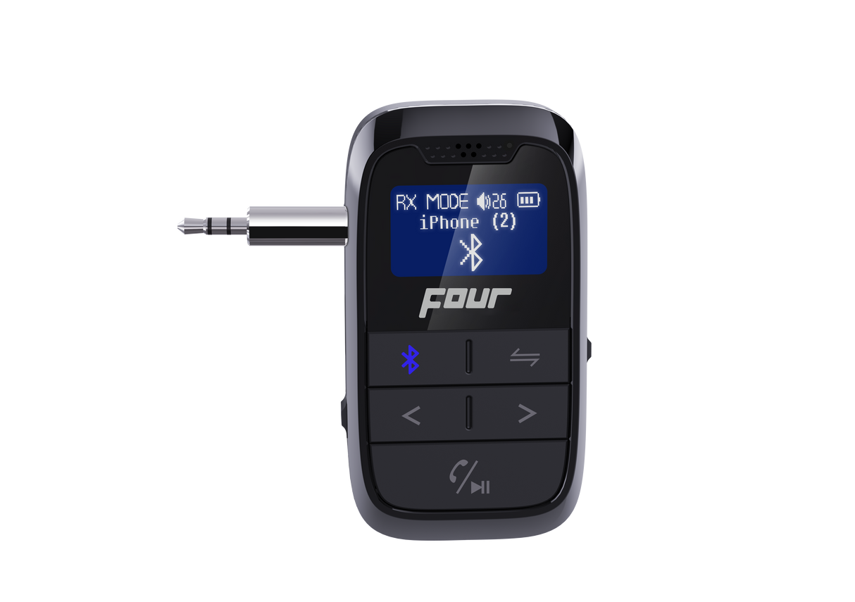 FOUR 2-IN-1 Bluetooth siųstuvas ir imtuvas - Baterijos indikatorius ir prisijungimo detalės
