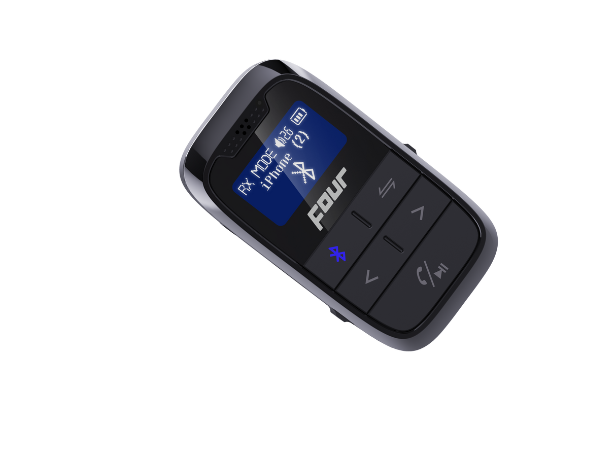 FOUR 2-IN-1 Bluetooth siųstuvas ir imtuvas - ekranas su informacija ir mygtukai