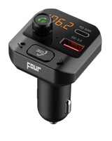 FOUR 4-FMTBT5 FM-Transmitter - detalus vaizdas su USB prievadais ir ekranu