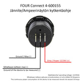 FOUR Connect 4-600155 voltmeter/ammeter 12/24V - jungčių ir laidų schema