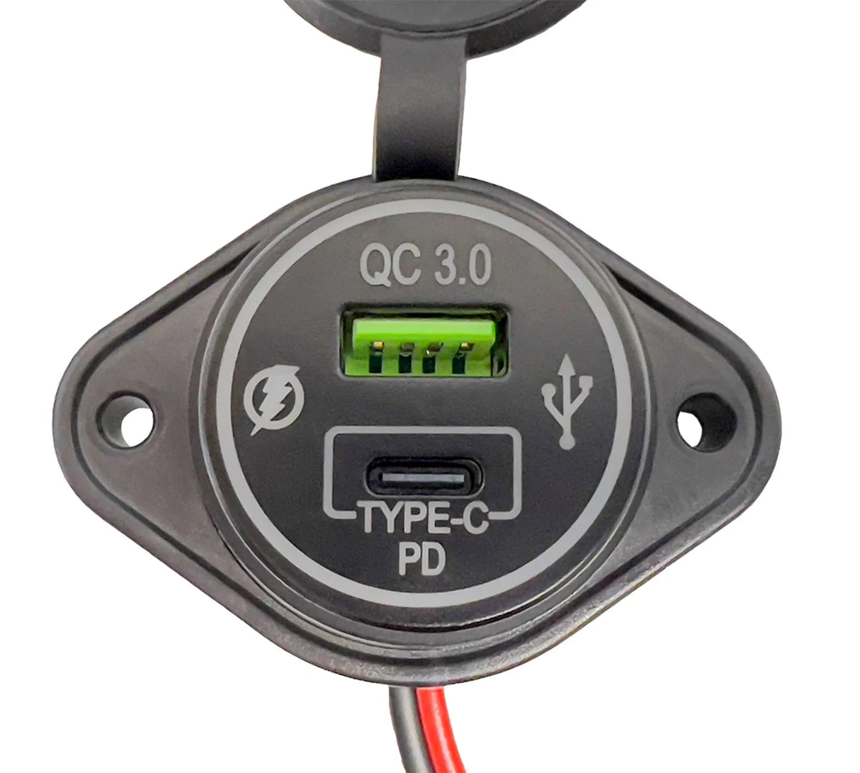 FOUR Connect 4-600163 12/24V maitinimo lizdas - USB-C ir USB-A jungtys su indikacijomis