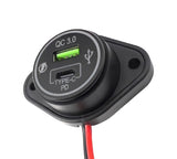 FOUR Connect 4-600163 12/24V maitinimo lizdas - USB-C ir USB-A prievadai su laidais
