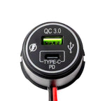 FOUR Connect 4-600163 12/24V maitinimo lizdas - USB-A ir USB-C lizdai su laidais