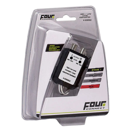 FOUR Connect 4-630502 High Low converter passive adjustable - pakuotė su adapteriu ir laidais