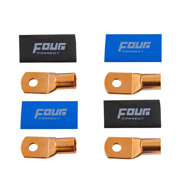 FOUR Connect 4-690384 STAGE3 OFC M8 žiedinė jungtis 50mm2, 2x mėlyna + 2x juoda