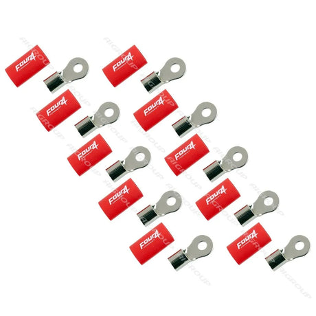FOUR Connect 4-690934 M6 žiedinis terminalas 20 mm², 10x raudonas - Raudoni žiediniai gnybtai su logotipu