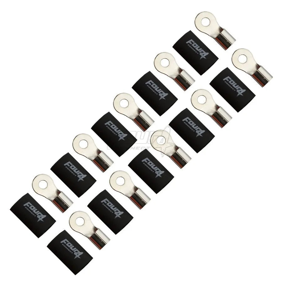 FOUR Connect 4-690954 M6 žiedinė jungtis 20mm², 10x juoda - dešimt juodų žiedinių jungčių su logotipu