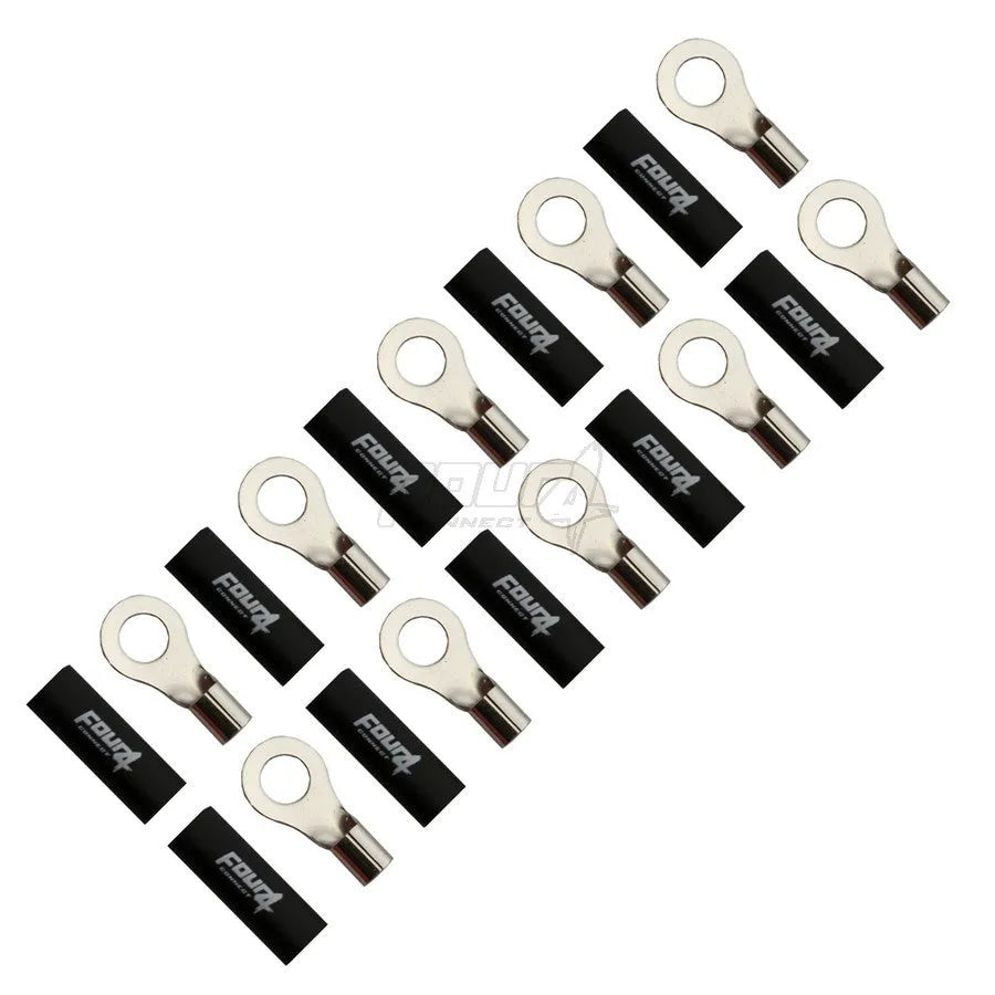 FOUR Connect 4-690961 M8 žiedinė jungtis 10mm², 10x juoda - dešimt juodų žiedinių jungčių su logotipu