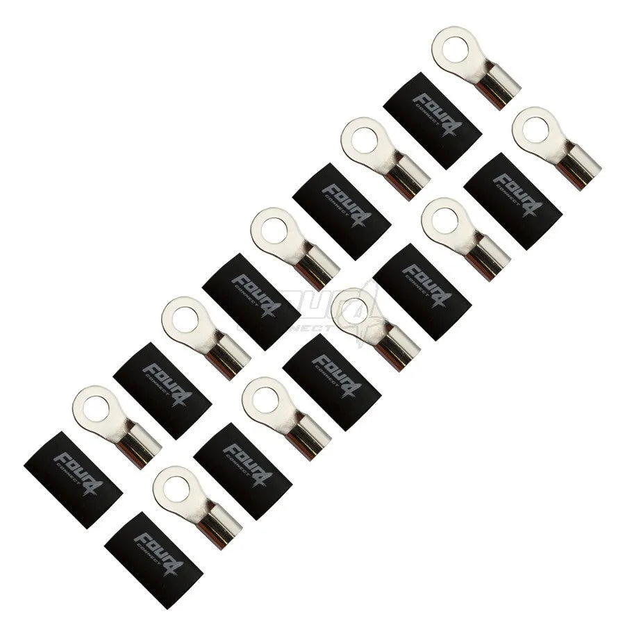 FOUR Connect 4-690962 M8 žiedinė jungtis 20mm², 10x juoda - Dešimt juodų jungčių su logotipu