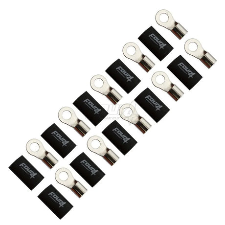 FOUR Connect 4-690962 M8 žiedinė jungtis 20mm², 10x juoda - Dešimt juodų jungčių su logotipu