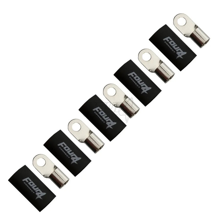 FOUR Connect 4-690963 M8 žiedinė jungtis 35mm², 5x juoda - grupė juodų žiedinių jungčių su logotipais